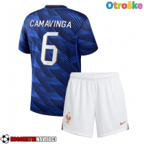 Otroške Nogometnih dresov Francija Eduardo Camavinga #6 Domači SP 2026 Kratki rokavi (+ hlače)